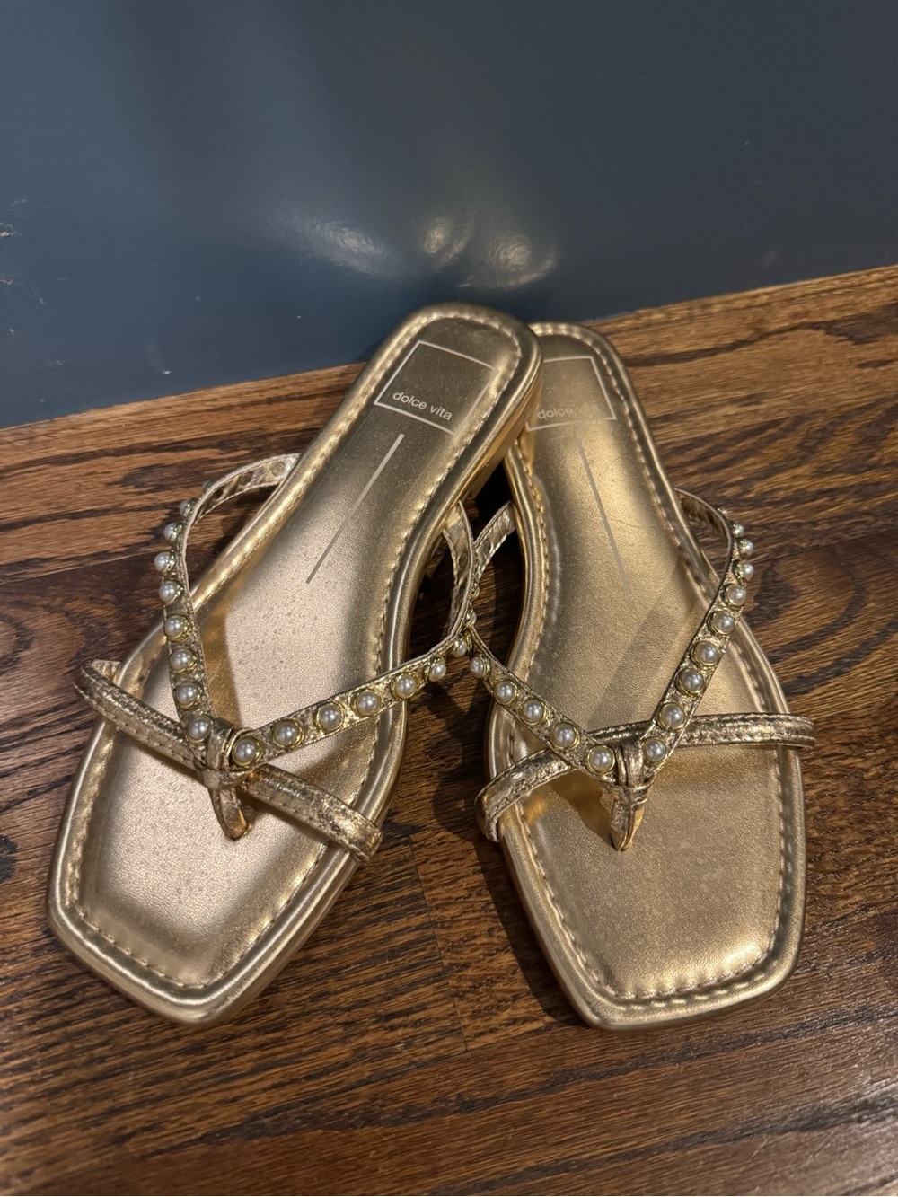 Dolce Vita Gold Jeweled Thong Sandals